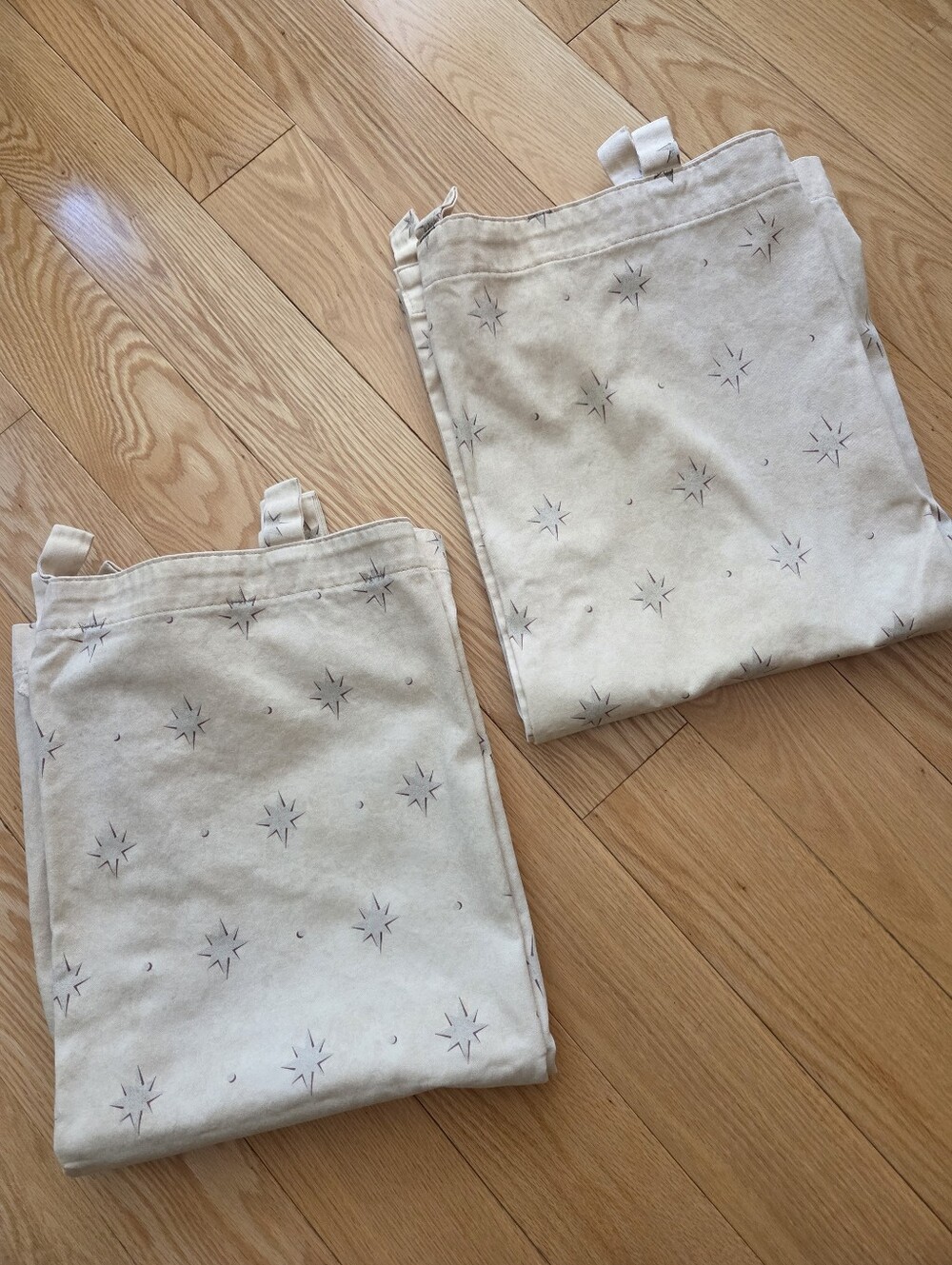 2 Handmade Curtain Panels with Star Motif